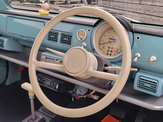 パオ キャンバストップ　ホワイトフェイクレザーシートカバー／ネットドリンクホルダー／ヘッドライトキャップカバー／純正ホイール＋カバー（21枚目）