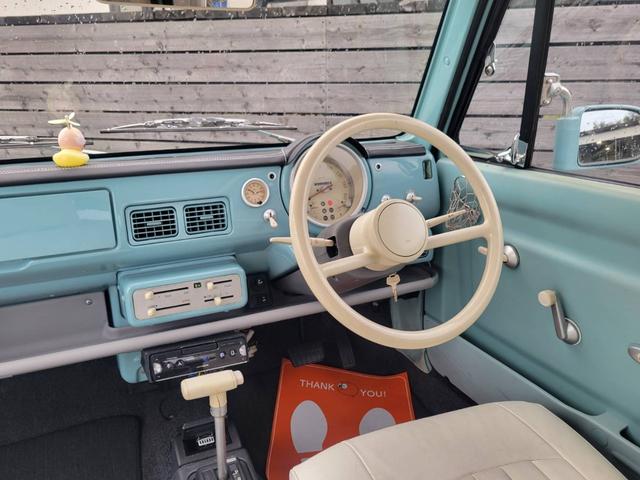 パオ キャンバストップ　ホワイトフェイクレザーシートカバー／ネットドリンクホルダー／ヘッドライトキャップカバー／純正ホイール＋カバー（28枚目）