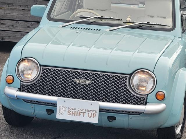 パオ キャンバストップ　ホワイトフェイクレザーシートカバー／ネットドリンクホルダー／ヘッドライトキャップカバー／純正ホイール＋カバー（29枚目）