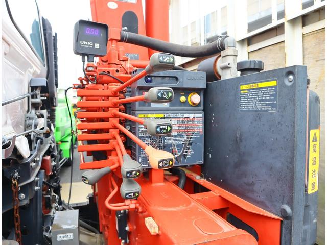 ヒノレンジャー ２．９ｔ吊４段　ラジコン付　荷台長５，４００ｍｍ　ＡＴ　木平　ユニック　ＵＲＧ３４４（ＲＫ）　フックイン　ラジコン　トーヨーボデー　３方開　ロープ穴３対　精工ラック　荷台長５，４００ｍｍ　フロアＡＴ　取説有　ＥＴＣ　スペアキー２個（19枚目）