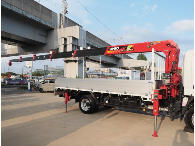 キャンター ２．９ｔ吊６段クレーン　ラジコン付　アルミ平　走行１千ｋｍ　全低床　ワイド超ロング　ユニック　フックイン　ラジコン　リアアウトリガー　アルミブロック　パブコ　３方開　横根太木製　液晶メーターパネル　積載３ｔ　走行１千ｋｍ　車検有　カラーバックカメラ（13枚目）