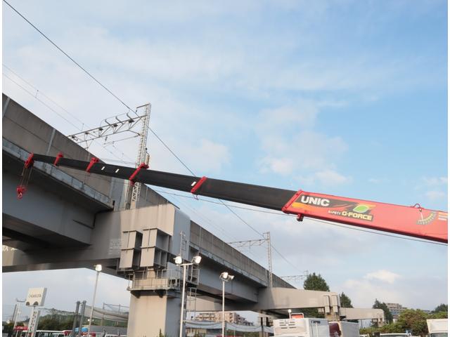 キャンター ２．９ｔ吊６段クレーン　ラジコン付　アルミ平　走行１千ｋｍ　全低床　ワイド超ロング　ユニック　フックイン　ラジコン　リアアウトリガー　アルミブロック　パブコ　３方開　横根太木製　液晶メーターパネル　積載３ｔ　走行１千ｋｍ　車検有　カラーバックカメラ（14枚目）