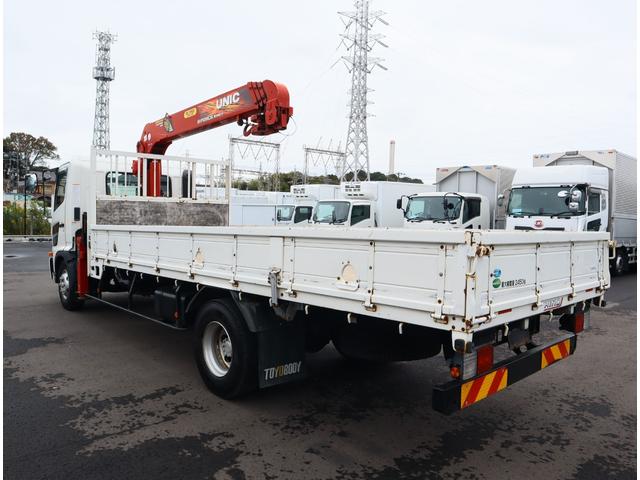 ヒノレンジャー 2.9t吊4段クレーン ラジコン付 荷台長5,400mm ユニック URG344(RA1) フックイン ラジコン ML警報型(定格荷重指示装置付) ブーム・アウトリガー未格納警報付 3方開 ロープ穴3対 丸カンフック4対 精工ラック 取説有(6枚目)