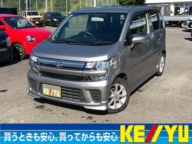 ワゴンR ハイブリッドFZ 禁煙車 社外6型ナビ ブルートゥース バックカメラ エンジンスターター シートヒーター スマートキー オートライト バニティミラー 電格ミラー LED バイザー ドリンクホルダー 革ステ ステリモ(3枚目)