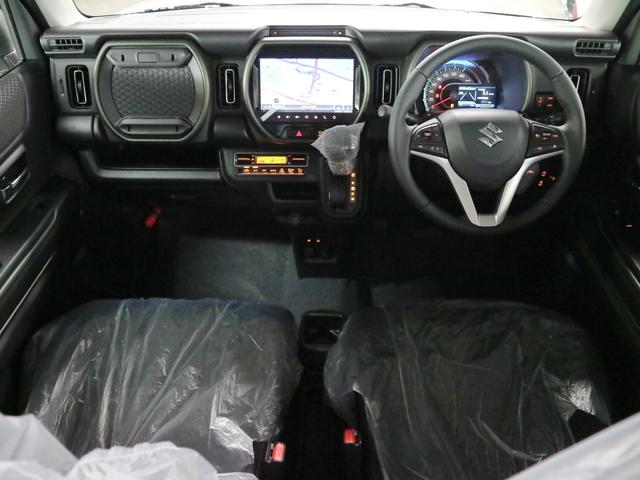 ハスラー タフワイルドターボ 届け出済み未使用車 全方位モニター付メーカー9インチナビ シートヒーター デュアルカメラブレーキサポート 追従クルコン パーキングセンサー BTオーディオ フルセグTV USB パドルシフト ルーフレール LEDライト(4枚目)