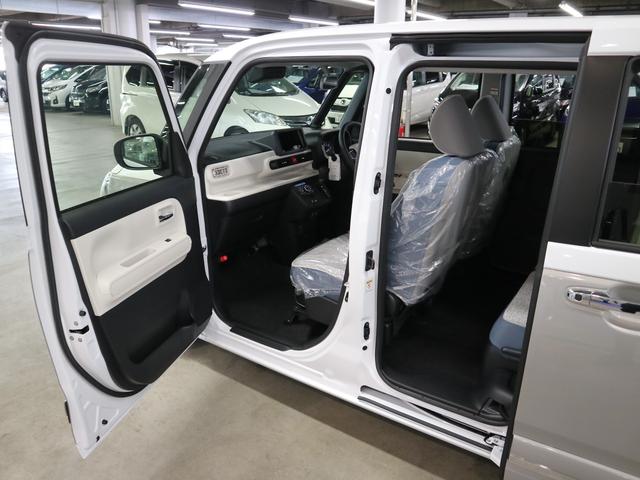 ムーヴキャンバス ストライプスＧターボ　届け出済み未使用車　パノラマモニター　新品ナビ　スマートアシスト　誤発進抑制　アダプティブクルーズ　車線逸脱警報　コーナーセンサー　両側電動スライド　シートヒーター　ホッとカップホルダー　後席置きラクＢＯＸ　ブレーキホールド　ＬＥＤライト（16枚目）