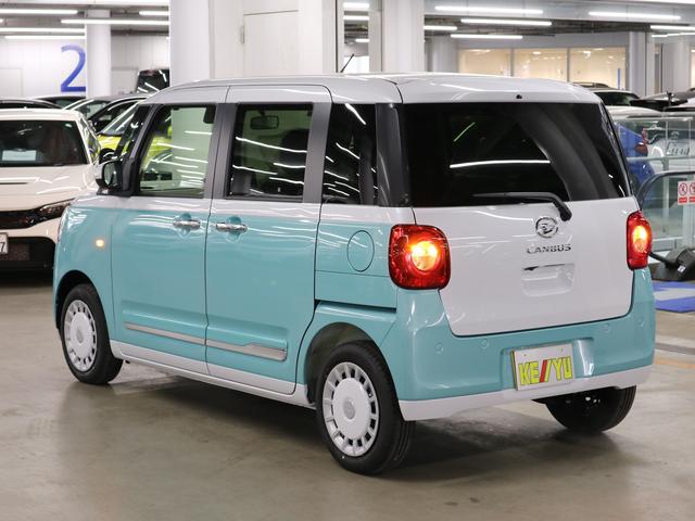 ムーヴキャンバス ストライプスGターボ 届け出済み未使用車 パノラマモニター 新品ナビ スマートアシスト 誤発進抑制 アダプティブクルーズ 車線逸脱警報 コーナーセンサー 両側電動スライド シートヒーター ホッとカップホルダー 後席置きラクBOX ブレーキホールド LEDライト(8枚目)