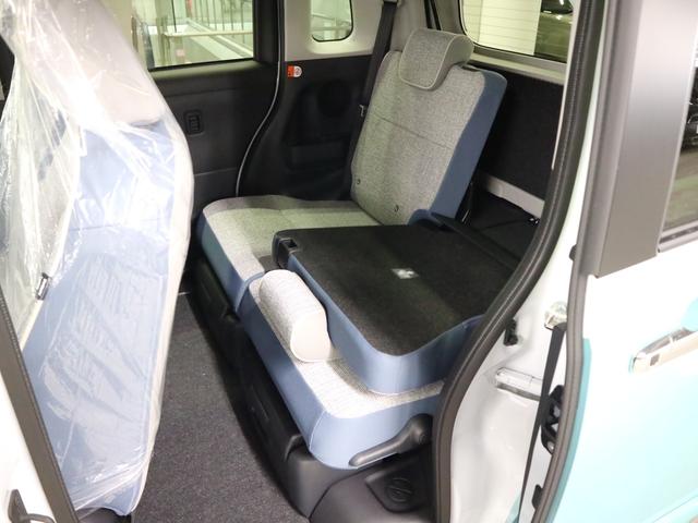 ムーヴキャンバス ストライプスGターボ 届け出済み未使用車 パノラマモニター 新品ナビ スマートアシスト 誤発進抑制 アダプティブクルーズ 車線逸脱警報 コーナーセンサー 両側電動スライド シートヒーター ホッとカップホルダー 後席置きラクBOX ブレーキホールド LEDライト(18枚目)