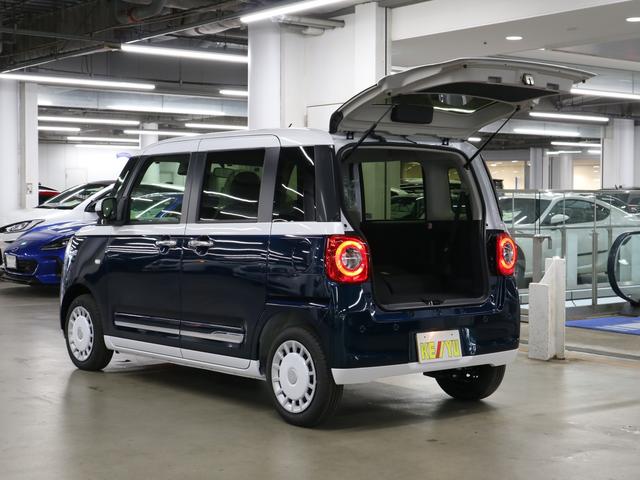 ムーヴキャンバス ストライプスＧターボ　届け出済み未使用車　パノラマモニター　新品ナビ　スマートアシスト　誤発進抑制　アダプティブクルーズ　車線逸脱警報　コーナーセンサー　両側電動スライド　シートヒーター　ホッとカップホルダー　後席置きラクＢＯＸ　ブレーキホールド　ＬＥＤライト（20枚目）