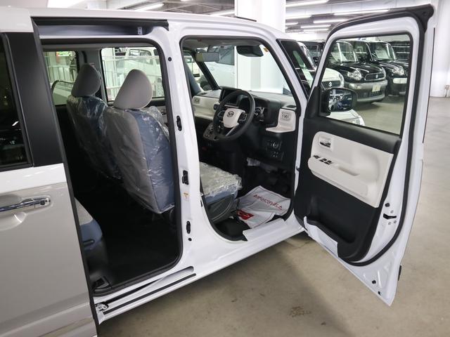 ムーヴキャンバス ストライプスＧターボ　届け出済み未使用車　パノラマモニター　新品ナビ　スマートアシスト　誤発進抑制　アダプティブクルーズ　車線逸脱警報　コーナーセンサー　両側電動スライド　シートヒーター　ホッとカップホルダー　後席置きラクＢＯＸ　ブレーキホールド　ＬＥＤライト（12枚目）