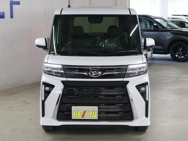 タント カスタムＲＳリミテッド　４ＷＤ　届出済未使用車　新品ナビ取付　パノラマモニター　ＥＴＣ　シートヒーター　両側電動スライド　スマートアシスト　誤発進抑制　全車速追従クルコン　車線逸脱警報　コーナーセンサー　後席テーブル＆サンシェード　アダプティブＬＥＤ　純正アルミ（6枚目）