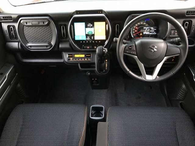 ハスラー Ｊスタイル　２トーン　ＤＣＢＳ　９インチナビ　ＢＴ・ＵＳＢ・カープレイ接続　全方位モニター　ルーフレール　Ｗシートヒーター　ＬＥＤオートライト＆フォグ　Ｐセンサー　標識認識　先行車発進　誤発進抑制　禁煙（3枚目）