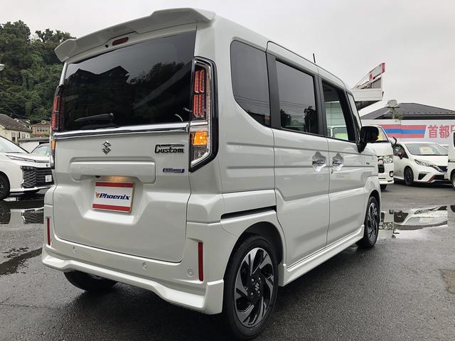 スペーシアカスタム ハイブリッドXSターボ 届出済未使用車 セーフティサポート スズキコネクト対応9インチナビ フルセグ Bluetooth接続 アラウンドビューカメラ 1タッチWパワスラ シート・ステアヒーター サーキュレータ パドルシフト(7枚目)