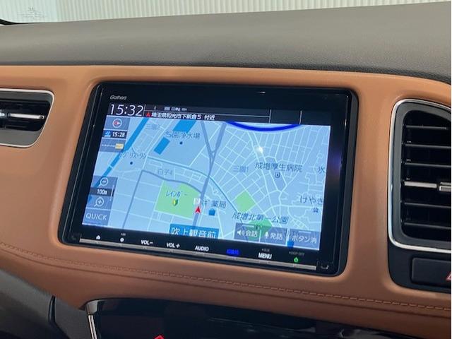 ヴェゼル ハイブリッドＺ・ホンダセンシング　８インチプレミアムインターナビ　前後ドラレコ　パドルシフト　ＥＴＣ　アルミホイール　レーダーサポート　Ｗエアコン　ＤＶＤ再生機能　横滑り防止システム　バックアイカメラ　盗難防止装置　フルセ　ナビ＆ＴＶ（2枚目）