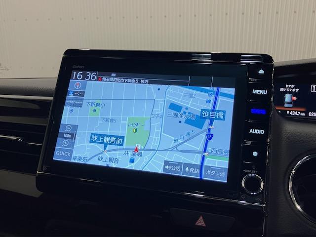 N-BOXカスタム Lターボ 8インチプレミアムインターナビ ETC いまこれ+ 新品フロアマット コーディネートスタイル 地デジチューナー 衝突軽減ブレーキサポート LEDヘッドライ アイドリングS ターボエンジン PS AAC(3枚目)