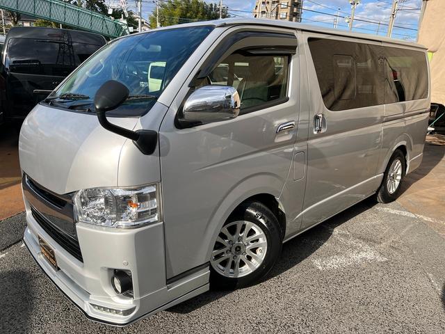 ハイエースバン ロングスーパーGL 4型 ディーゼル バッドフェイス 2インチローダウン 15インチアルミホイール Fスポイラー LEDライト&フォグ LEDテール シートカバー 前後センサー 純正ナビ Bカメラ ETC(17枚目)