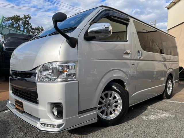 ハイエースバン ロングスーパーGL 4型 ディーゼル バッドフェイス 2インチローダウン 15インチアルミホイール Fスポイラー LEDライト&フォグ LEDテール シートカバー 前後センサー 純正ナビ Bカメラ ETC(25枚目)