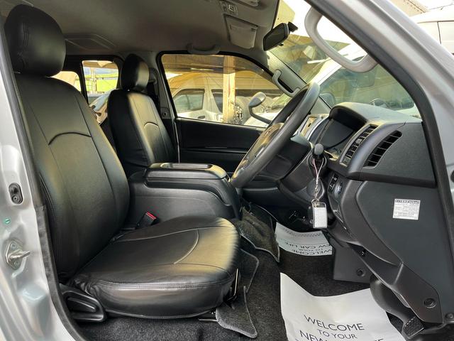 ハイエースバン ロングスーパーGL 4型 ディーゼル バッドフェイス 2インチローダウン 15インチアルミホイール Fスポイラー LEDライト&フォグ LEDテール シートカバー 前後センサー 純正ナビ Bカメラ ETC(52枚目)