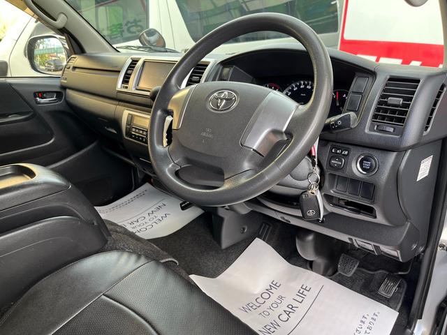 ハイエースバン ロングスーパーGL 4型 ディーゼル バッドフェイス 2インチローダウン 15インチアルミホイール Fスポイラー LEDライト&フォグ LEDテール シートカバー 前後センサー 純正ナビ Bカメラ ETC(53枚目)