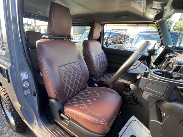 ジムニー ＸＣターボ　４ＷＤ　５速ＭＴ　・ＪＡＯＳリフトＵＰセット　鍛造アルミ　ケンウッド９型ナビ　Ｂカメラ　フルセグＴＶ　ＢＴ接続　ＥＴＣ　茶革調シートカバー　社外前後バンパー＆プレート＆マフラー＆テールランプ　ラノーズＥＣＵハイオク仕様（8枚目）