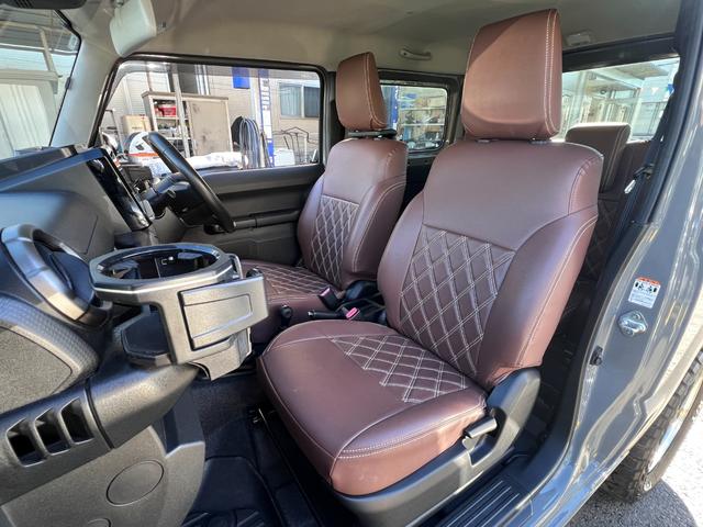 ジムニー ＸＣターボ　４ＷＤ　５速ＭＴ　・ＪＡＯＳリフトＵＰセット　鍛造アルミ　ケンウッド９型ナビ　Ｂカメラ　フルセグＴＶ　ＢＴ接続　ＥＴＣ　茶革調シートカバー　社外前後バンパー＆プレート＆マフラー＆テールランプ　ラノーズＥＣＵハイオク仕様（9枚目）