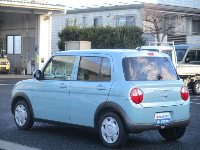 アルトラパン Ｇ　３型　自社レンタカーＵＰ　ナビ　ＥＴＣ　禁煙車　Ｂｌｕｅｔｏｏｔｈ機能対応　前後衝突被害軽減ブレーキ　フロアマット　スマートキー　運転席シートヒーター　ディーラー保証付　車検整備付　ワンオーナー車　ベンチシート　オートライト　盗難警報装置（4枚目）