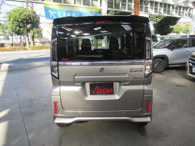 スペーシアカスタム ハイブリッドＸＳターボ　スズキセーフティサポート装着車　全方位モニタ付メモリーナビゲーション装着車　ＥＴＣ２．０車載器　両側パワースライドドア　スズキコネクト対応車　当社社用車　プッシュスタート　スリムサーキュレーター（3枚目）