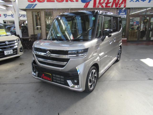 スペーシアカスタム ハイブリッドＸＳターボ　スズキセーフティサポート装着車　全方位モニタ付メモリーナビゲーション装着車　ＥＴＣ２．０車載器　両側パワースライドドア　スズキコネクト対応車　当社社用車　プッシュスタート　スリムサーキュレーター（7枚目）