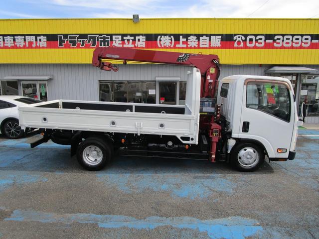 エルフトラック ロング高床 2.0t標準 ロング ハイキャブ 高床 2.6t吊り3段クレーン フックイン 木製荷台 キーレス セキュリティー 左電動格納ミラー(5枚目)