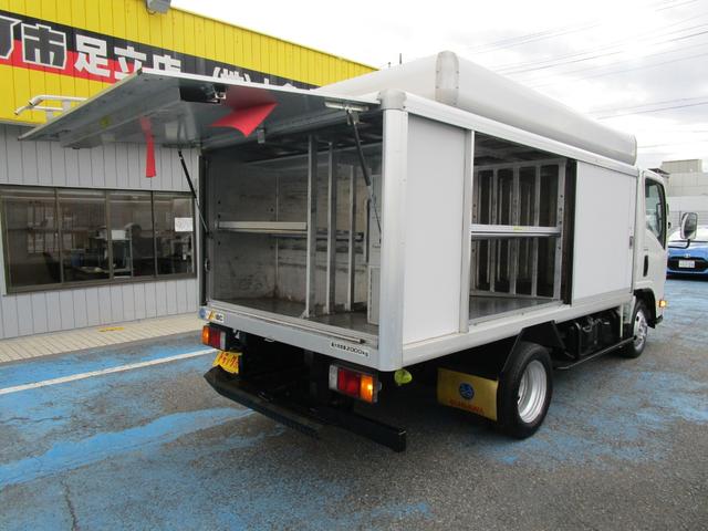 エルフトラック フルフラットロー 2.0tセミロング フルフラットロー ボトルカー 左右スライドx2 リヤ跳ね上げ扉 ハイラック リヤラダー カラーBモニター 左電動格納ミラー(14枚目)