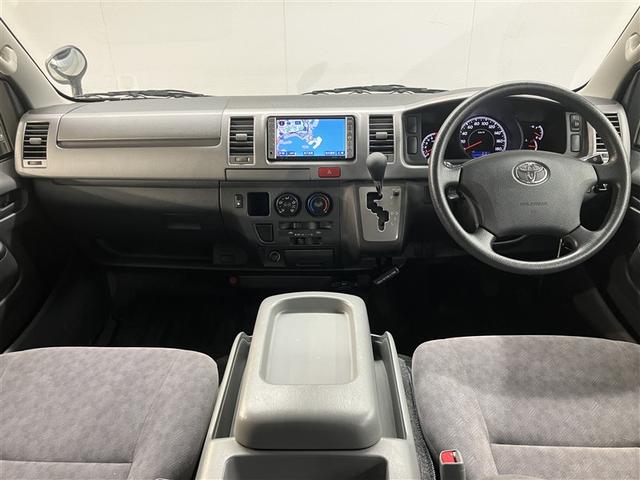 ハイエースバン ロングスーパーＧＬ　８０００ｋｍ　純正ＨＤＤナビ　バックガイド付きカメラ　ＥＴＣ車載器　リアエアコン　小窓付き両側スライドドア　電動格納ドアミラー　定期点検記録簿　オールトヨタ店対応ロングラン保証（5枚目）
