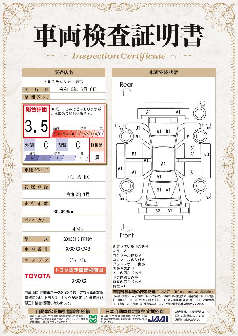 車両状態評価書