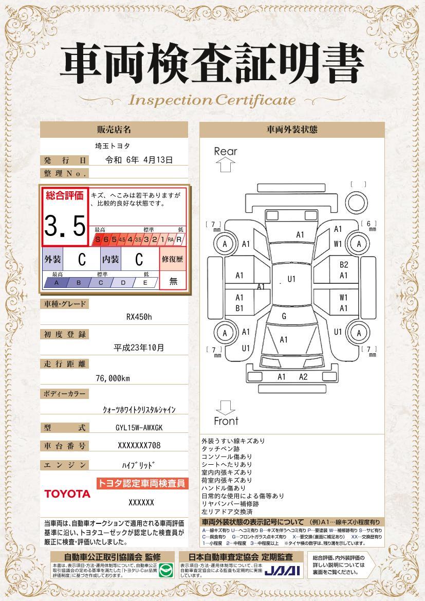 車両状態評価書