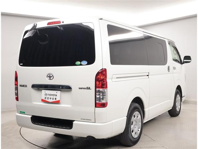 ハイエースバン ロングスーパーＧＬ　Ｗエアコン　Ｂカメラ　ＬＥＤライト　パワーウインドウ　横滑防止　ドライブレコーダー　フルセグテレビ　ＤＶＤ視聴可　キーレスエントリー　メモリーナビ　オートエアコン　ＥＴＣ　パワーステ　記録簿有　ＡＢＳ（3枚目）