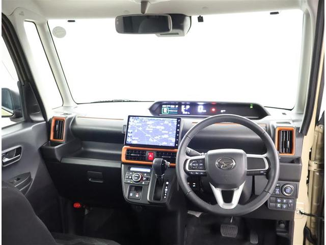 タント ファンクロスターボ　ＬＥＤランプ　フルセグＴＶ　衝突軽減ブレーキ　Ｒカメラ　フルフラット　スマートキ　横滑り防止　ｉ－ｓｔｏｐ　ＤＶＤ　サイドエアバッグ　盗難警報装置　パワーウインドウ　オートエアコン　ナビＴＶ　アルミ（5枚目）