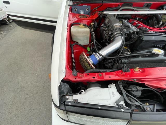 カローラレビン ＧＴ　ＡＰＥＸ　公認左ハンドル　３ドアハッチバック　エアコンパワステ付　２名乗車　エンジンフルオーバーホール済　ワイドフェンダー　ロールケージ　社外ハンドル　ワタナベ深リム１５インチ　ブリッドバケットシート　ＥＴＣ付（48枚目）