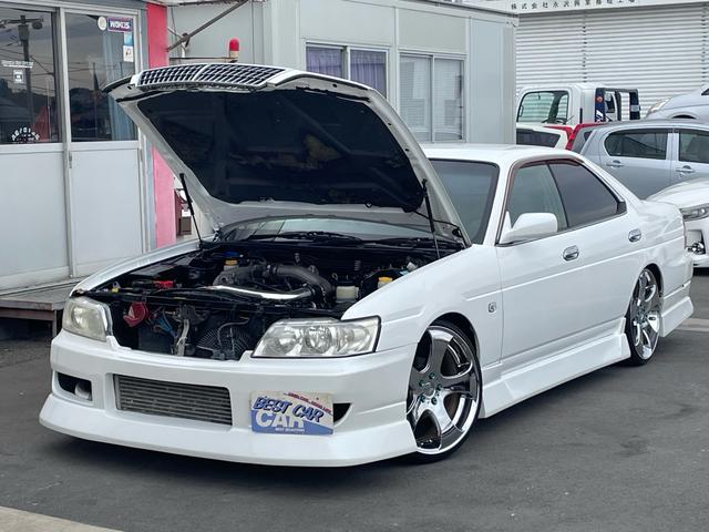 ローレル ２５メダリスト　公認５速　ＲＢ２５ＤＥＴ載せ替え　後期フェイス　社外フルエアロ　ステンマフラー　車高調　前置きインタークーラー　社外エアクリーナー　ワークＬＳ２０インチホイール（77枚目）