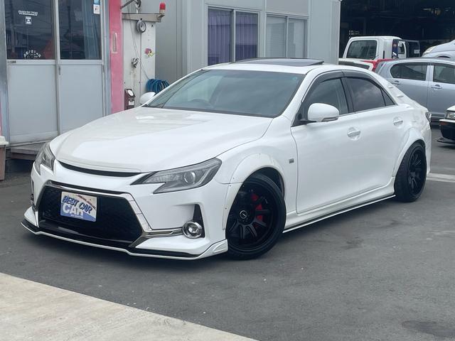 マークＸ ３５０Ｓ　公認６速　３５０Ｓ　Ｇ‘ｓ仕様ＳＡＲＤ６速キット　サンルーフ付　ＨＫＳ車高調　アルパイン８インチナビＴＶ　ステアリング連動　バックカメラ　１８インチアルミ　前後タワーバー　スマートキー×２（3枚目）