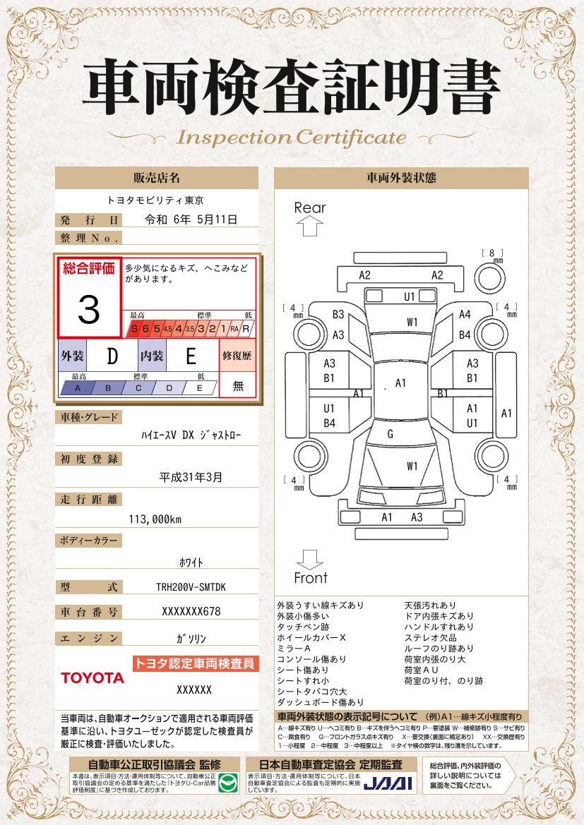 車両状態評価書