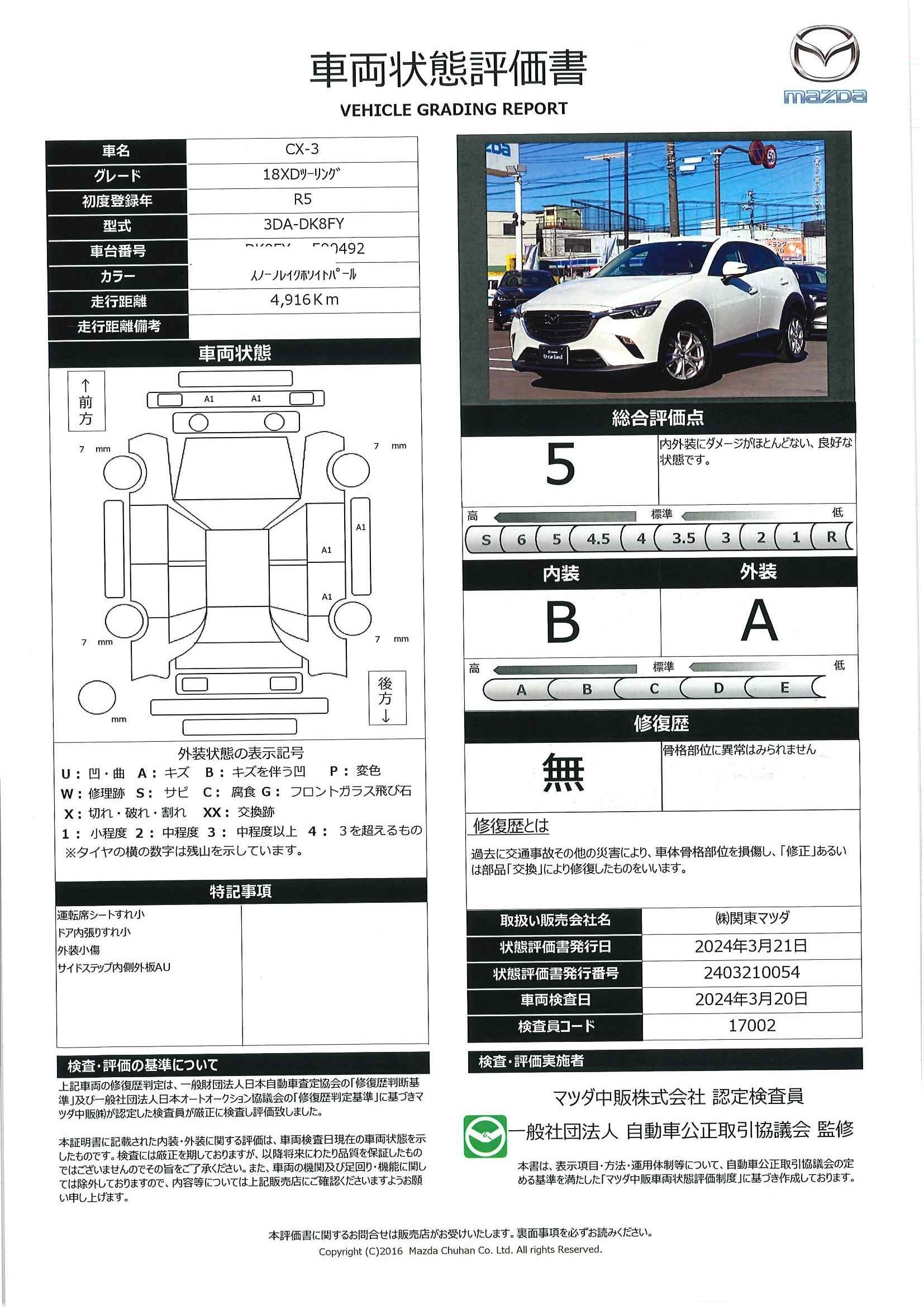 車両状態評価書