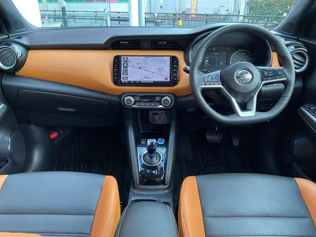 キックス １．２　Ｘ　ツートーン　インテリアエディション　（ｅ－ＰＯＷＥＲ）　※純正９インチナビ＋地デジ＋全周囲カメラ　エマージェンシーＢ　セキュリティ　アラウンドモニター　Ｒカメラ　ＬＥＤ　エアコン　ドラレコ　スマートキー　記録簿　ＥＴＣ　メモリーナビ　サイドエアバック　ＡＷ　キーレス　寒冷地仕様　ワンセグＴＶ（4枚目）