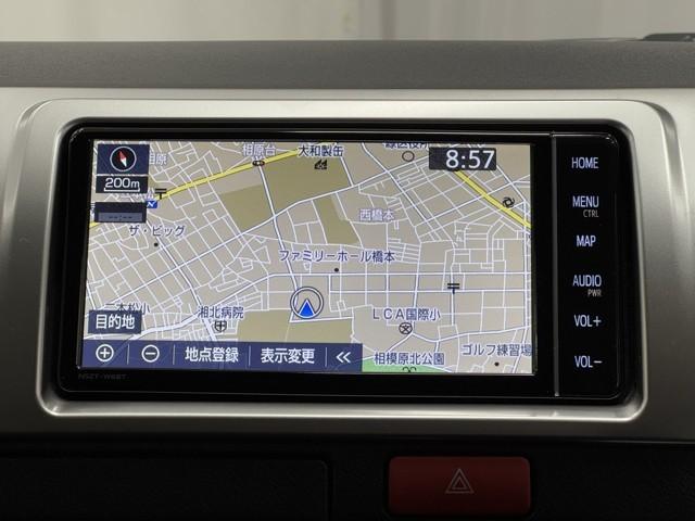 ハイエースバン ロングスーパーGL Wエアコン Wエアバック Bカメラ LEDライト パワーウインドウ 横滑防止 フルセグテレビ DVD視聴可 キーレスエントリー メモリーナビ オートエアコン ETC パワーステ 記録簿有 ABS(5枚目)