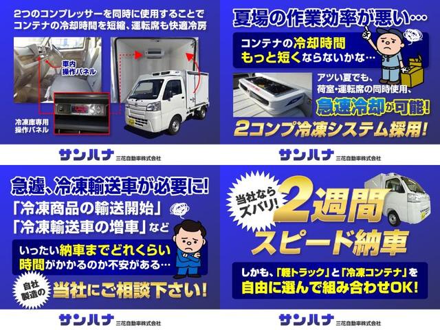 ハイゼットトラック 　冷凍車　－２５℃設定　サーマルマスター製冷凍機　スマアシ　レーンアシスト　２コンプレッサー　強化サス　ハロゲンヘッドライト　コーナーセンサー　ヒルホールドシステム　ＶＳＣ＆ＴＲＣ　ＣＶＴ（3枚目）