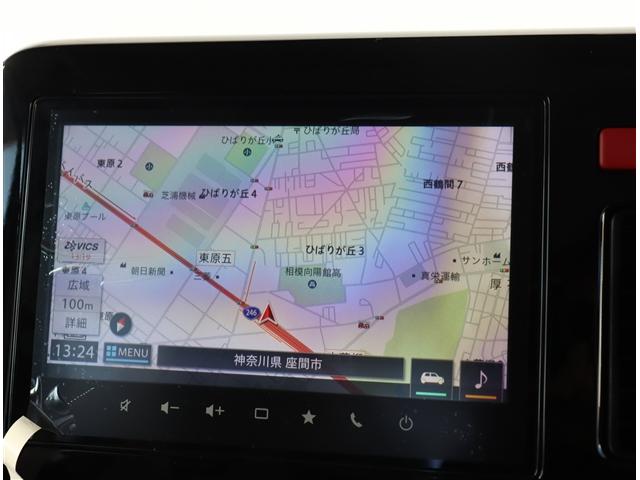 スペーシアカスタム ハイブリッドXSターボ メーカー9型ナビ アップルカープレイ フルセグ マルチユースフラップ 全方位カメラ 両側電動 HUD サーキュレーター ハーフレザーシート ステアヒーター LEDライト 15AW(6枚目)