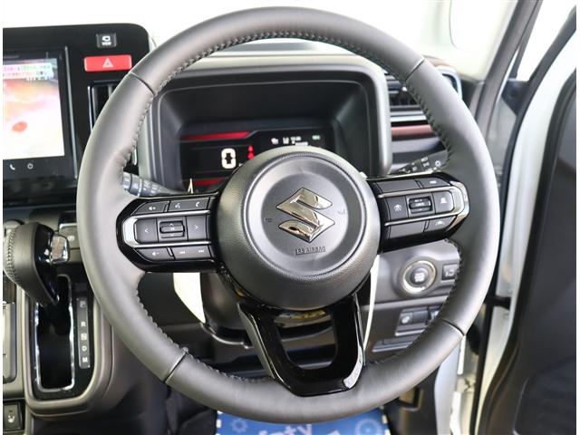 スペーシアカスタム ハイブリッドXSターボ メーカー9型ナビ アップルカープレイ フルセグ マルチユースフラップ 全方位カメラ 両側電動 HUD サーキュレーター ハーフレザーシート ステアヒーター LEDライト 15AW(15枚目)