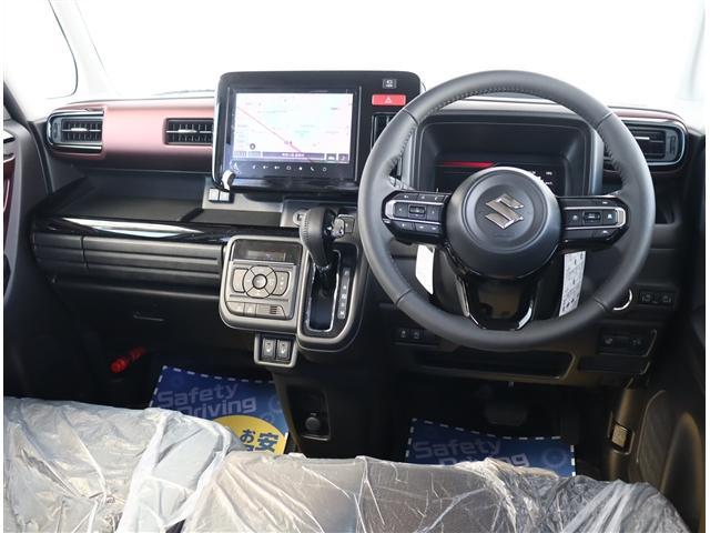 スペーシアカスタム ハイブリッドXSターボ メーカー9型メモリーナビ アップルカープレイ フルセグ HUD 全方位カメラ LEDライト シートヒーター 両側電動 マルチユースフラップ ハーフレザー ステアヒーター セーフティSサポート(7枚目)