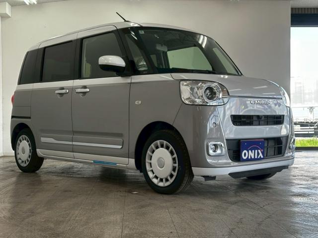 ムーヴキャンバス ストライプスＧ　衝突被害軽減システム　誤発進抑制装置　スマートキー　ＬＥＤランプ　ＬＥＤフォグランプ　オートブレーキホールド　電動パーキングブレーキ　運転席助手席シートヒータ　両側電動スライドドア　ホットカップホルダ（3枚目）