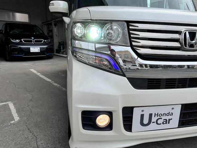 N-BOXカスタム G・ターボAパッケージ 衝突軽減装置・純正ナビ・Rバックカメラ・HIDヘッドライト・フォグライト・ETC・両側パワースライドドア・純正15インチアルミホイール・パドルシフト・スマートキー・Bluetoothオーディオ(7枚目)