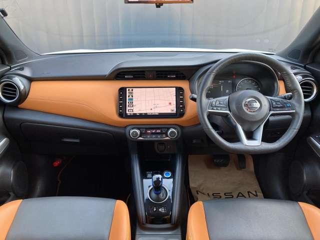 キックス １．２　Ｘ　ツートーン　インテリアエディション　（ｅ－ＰＯＷＥＲ）　９インチナビ前後ドラレコ　アラウンドビュー　エマージェンシーＢ　セキュリティ　アラウンドモニター　Ｒカメラ　ＬＥＤ　ワンオーナ　エアコン　ドラレコ　スマートキー　記録簿　ＥＴＣ　メモリーナビ　サイドエアバック　ＡＷ　キーレス　ワンセグＴＶ（4枚目）