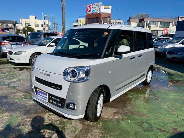 ムーヴキャンバス ストライプスＧ　禁煙車・パノラマビューモニター・スマートキー・シートヒーター・ＬＥＤヘッドライト・サイドカメラ・バックカメラ・ワンタッチ式両側電動スライドドア・フルセグＴＶナビ・Ｂｌｕｅｔｏｏｔｈ接続（13枚目）